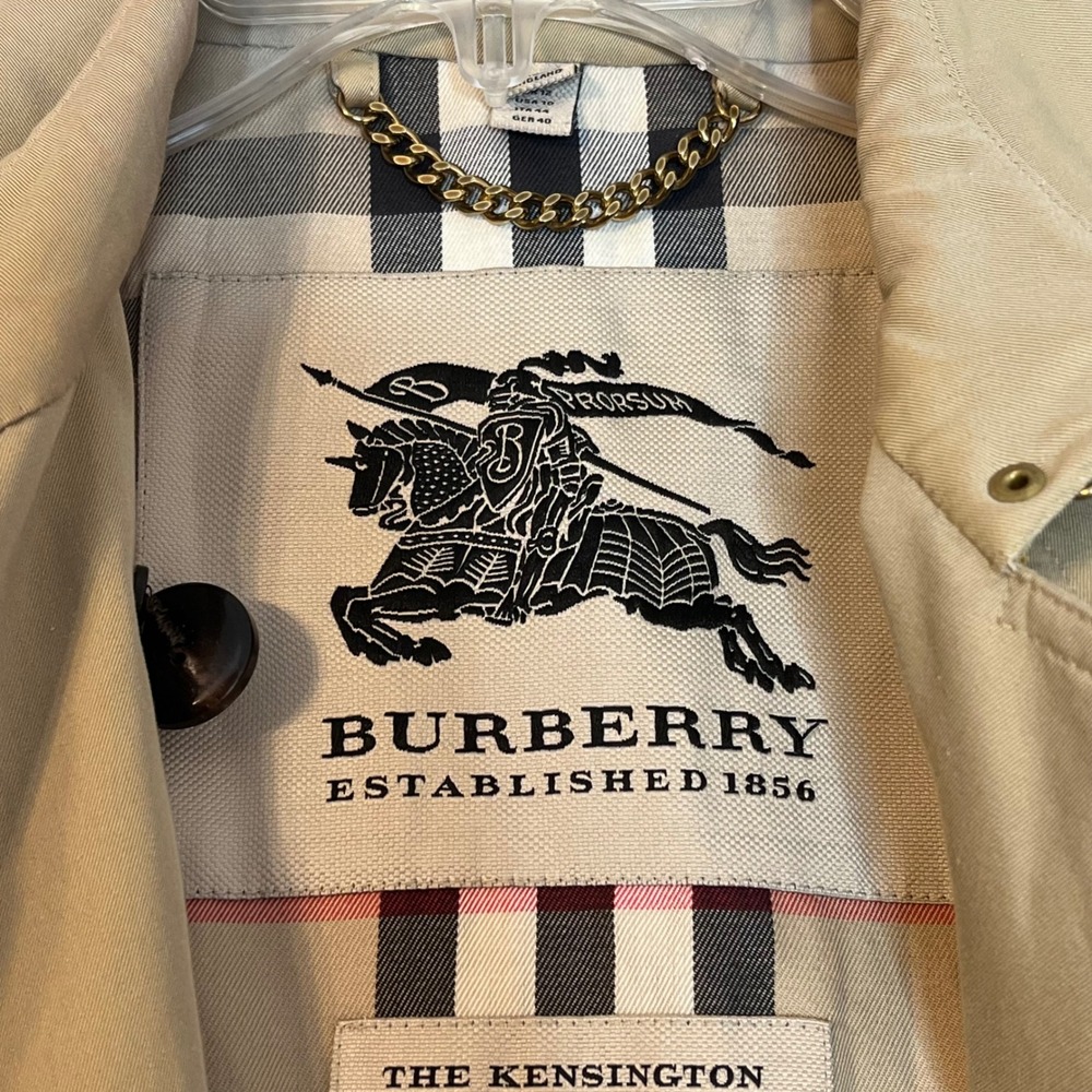 Burberry The Kensington Trench Coat Honey Beige Made in England Size 10 US - Picture 9 of 16